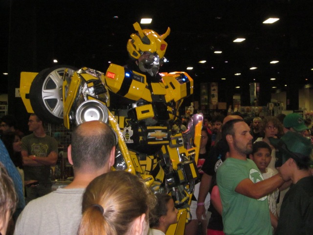 My picture does not do this Transformers Bumblebee costume justice. It huge, unbelievable and he was mobbed by people taking his picture. See the video link below.